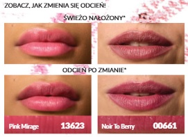 kolory po zmianie Balsam dopasowujący się do pH ust